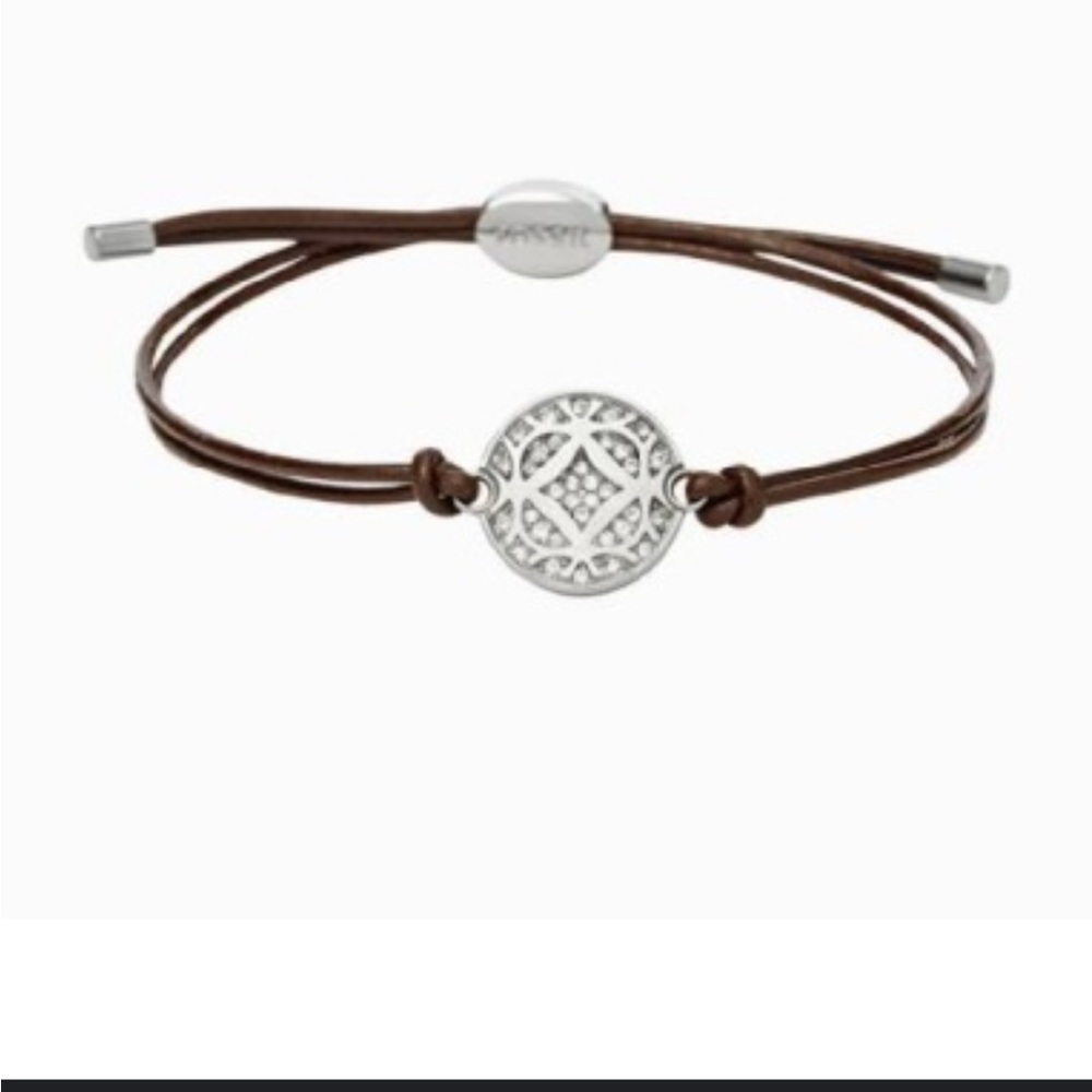 Silver and Brown Women's Fossil Bracelet